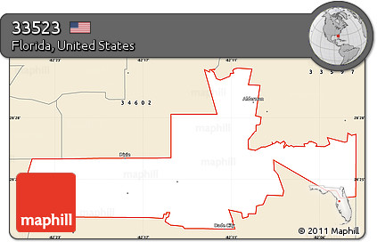 Classic Style Simple Map of ZIP Code 33523