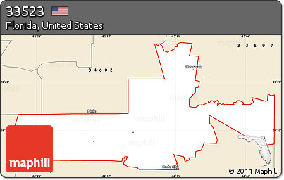Classic Style Simple Map of ZIP Code 33523