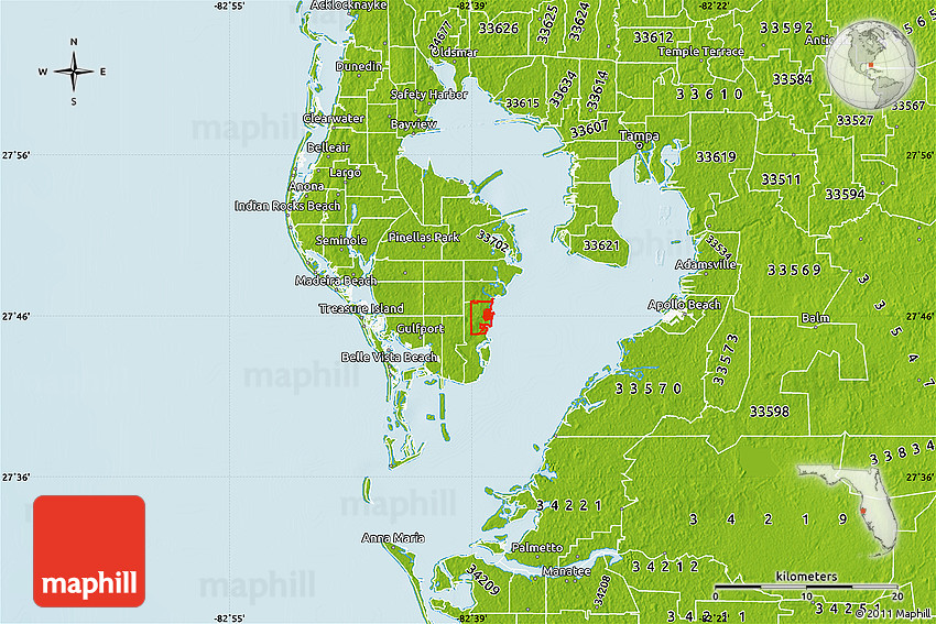 Physical Map Of ZIP Code 33701 Physical Map Of ZIP Code 33701
