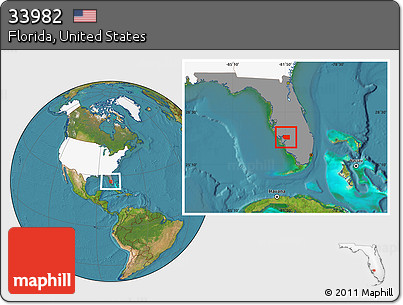 Satellite Location Map of ZIP Code 33982, highlighted country, highlighted state
