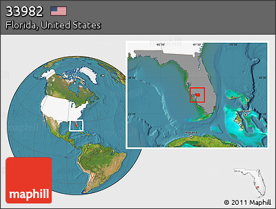 Satellite Location Map of ZIP Code 33982, highlighted country, highlighted state