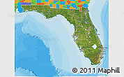 Satellite 3D Map of Florida, political outside