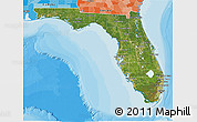 Satellite 3D Map of Florida, political shades outside