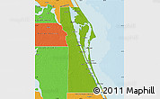Physical Map of Brevard County, political outside
