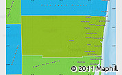 Physical Map of Broward County, political outside