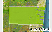 Physical Map of Broward County, satellite outside