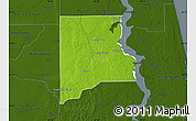 Physical Map of Clay County, darken