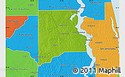 Physical Map of Clay County, political outside
