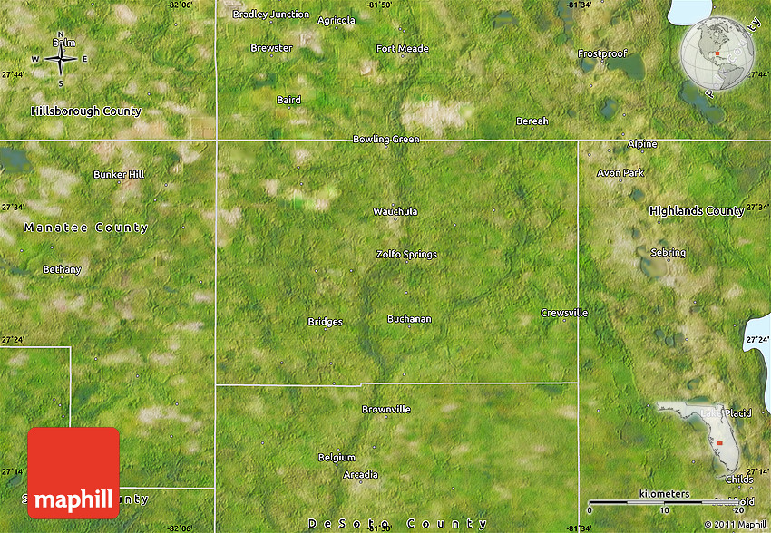 Satellite Map of Hardee County