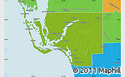 Physical Map of Lee County, political outside
