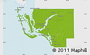 Physical Map of Lee County, single color outside
