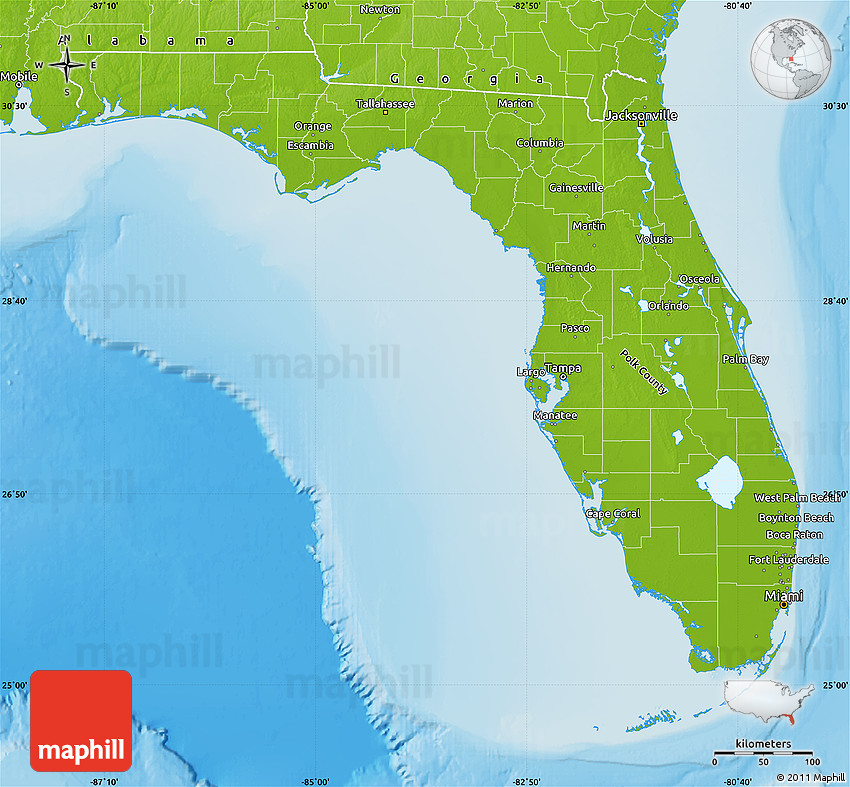 Physical Map Of Florida