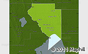 Physical Map of Okeechobee County, darken