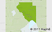 Physical Map of Okeechobee County, lighten