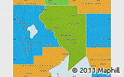 Physical Map of Okeechobee County, political outside