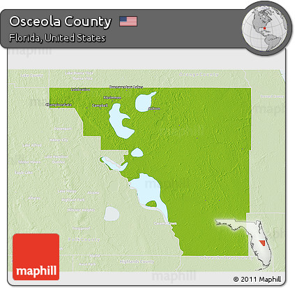 Physical 3D Map of Osceola County, lighten