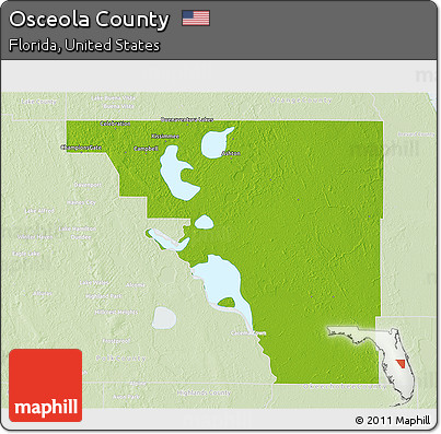 Physical 3D Map of Osceola County, lighten