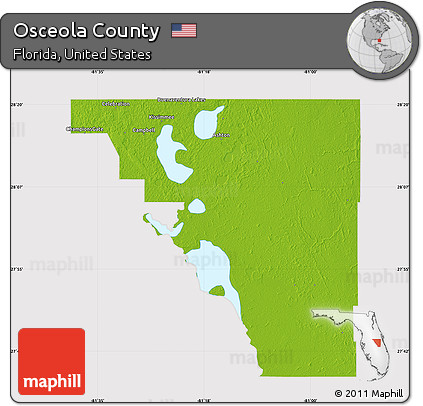 Physical Map of Osceola County, cropped outside