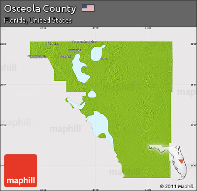 Physical Map of Osceola County, cropped outside