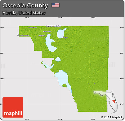 Physical Map of Osceola County, cropped outside