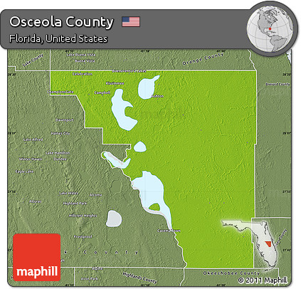 Physical Map of Osceola County, semi-desaturated