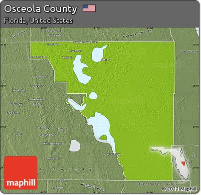 Physical Map of Osceola County, semi-desaturated