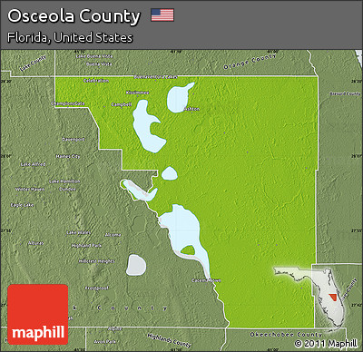 Physical Map of Osceola County, semi-desaturated