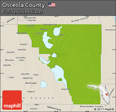 Physical Map of Osceola County, shaded relief outside
