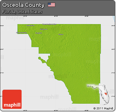 Physical Map of Osceola County, single color outside