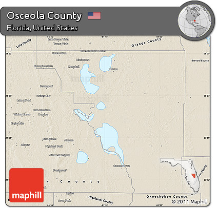 Shaded Relief Map of Osceola County