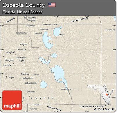 Shaded Relief Map of Osceola County