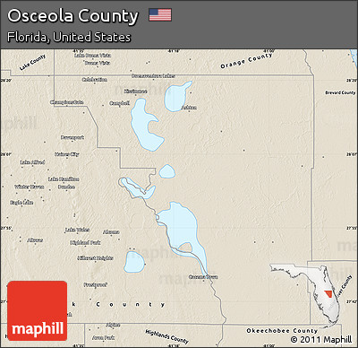Shaded Relief Map of Osceola County
