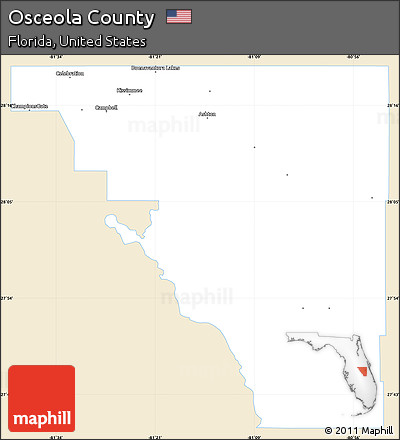 Classic Style Simple Map of Osceola County, single color outside