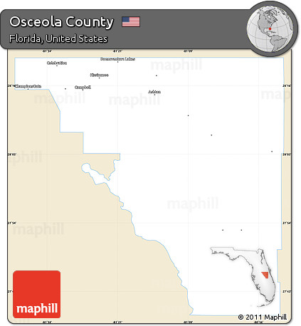 Classic Style Simple Map of Osceola County, single color outside