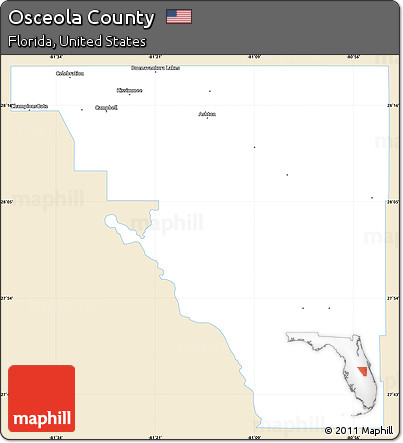 Classic Style Simple Map of Osceola County, single color outside