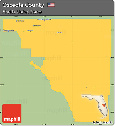 Savanna Style Simple Map of Osceola County, single color outside