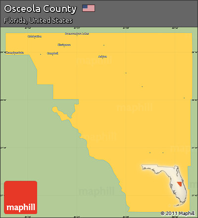 Savanna Style Simple Map of Osceola County, single color outside