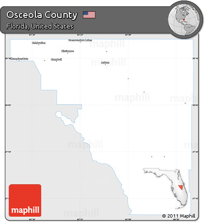 Silver Style Simple Map of Osceola County, single color outside