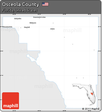 Silver Style Simple Map of Osceola County, single color outside