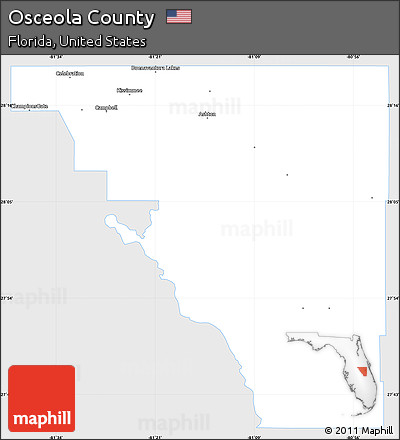 Silver Style Simple Map of Osceola County, single color outside