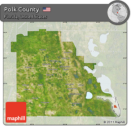 Satellite Map of Polk County, lighten