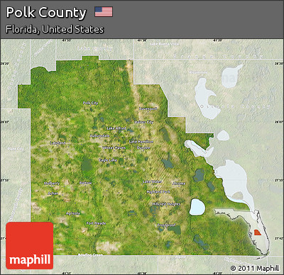 Satellite Map of Polk County, lighten