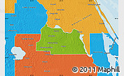 Physical Map of Seminole County, political outside