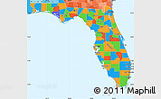 Political Simple Map of Florida, political shades outside
