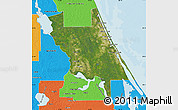 Satellite Map of Volusia County, political outside
