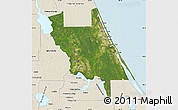 Satellite Map of Volusia County, shaded relief outside