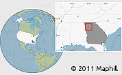 Savanna Style Location Map of ZIP code 30101, highlighted country, highlighted state, hill shading