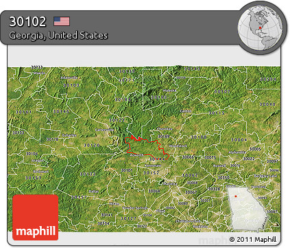 Satellite 3D Map of ZIP Code 30102