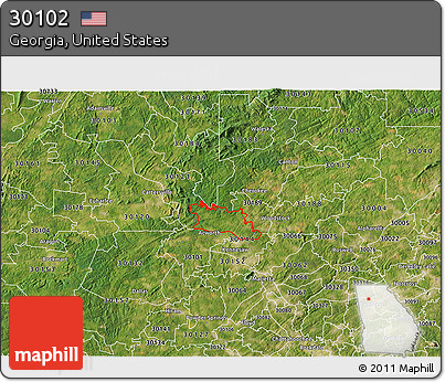 Satellite 3D Map of ZIP Code 30102
