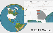 Satellite Location Map of ZIP code 30102, highlighted country, highlighted state